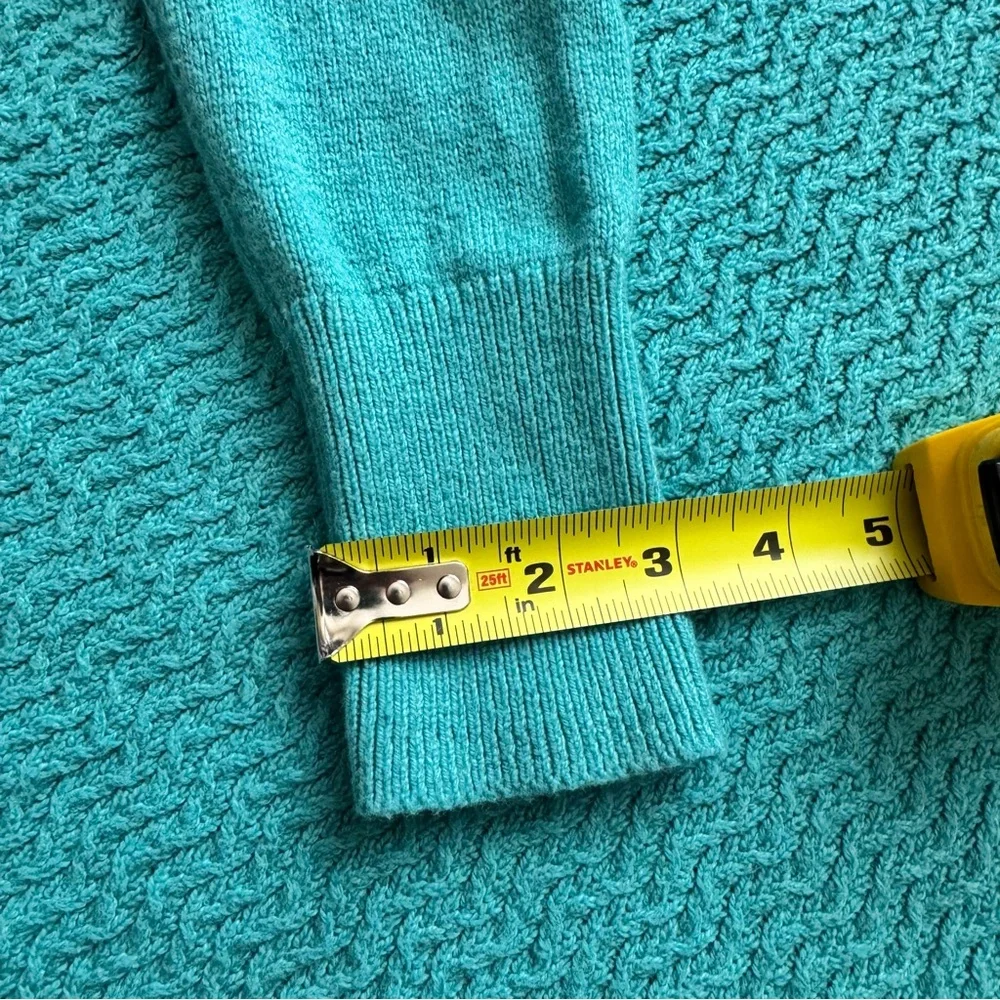 LOFT Teal Aqua Teal Blue Green Textured Knit Body Crewneck Sweater Sz M